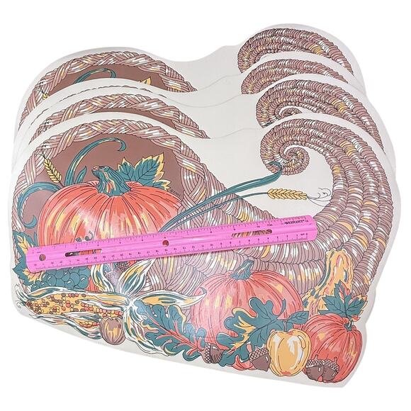 Unbranded Other - 🦃 Vintage Fall Cornucopia Placemat Harvest Pumpkins Thanksgiving Table Decor